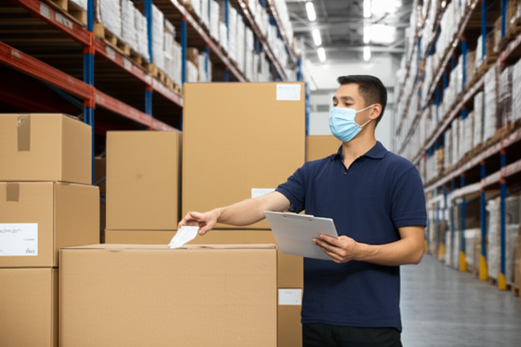 Delivery person with packages